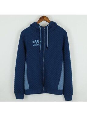 Umbro Poseidon Men's Small Coronet Blue Quilted Hooded Full Zip Jacket